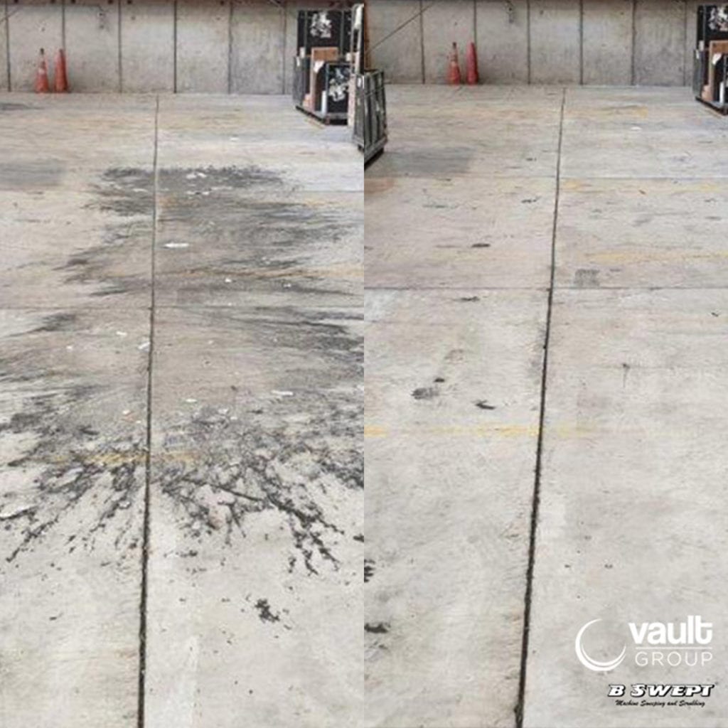 Before and after industrial floor stain